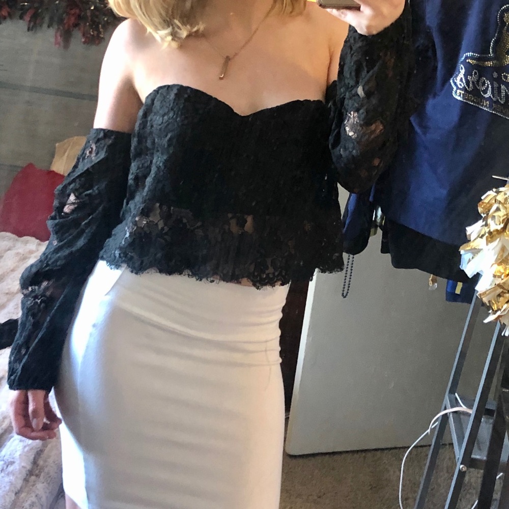 Off the shoulder black lace top